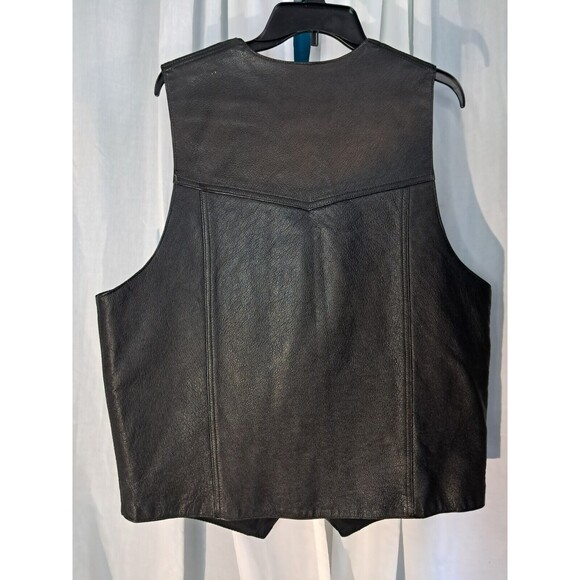 Men's MB ELITE Black Genuine Leather Motorcycle Riding Vest L-XL - Picture 3 of 14
